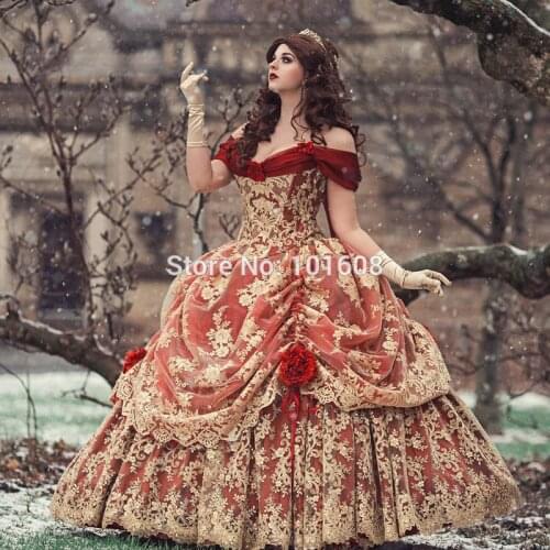 New!Eras Luxs Lace French Duchess Victorian dresses 1860s Civil War Colonial Georgian Renaissance Gothic Historical dress HL-471