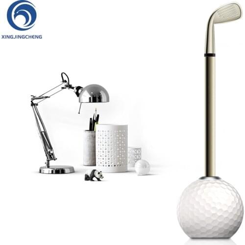 Novelty Golf Ball Pen Stand Holder with Black Ink Wedge Club Pen for Desk Decoration Festival Birthday Golf Gifts for Souvenir