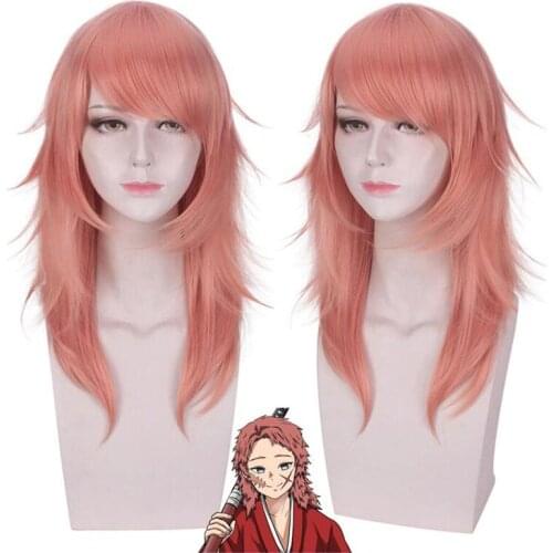 Demon Slayer: Kimetsu no Yaiba Sabito cosplay Wig Synthetic orange pink Hair Halloween Sabito Cosplay Wigs + Wig Cap