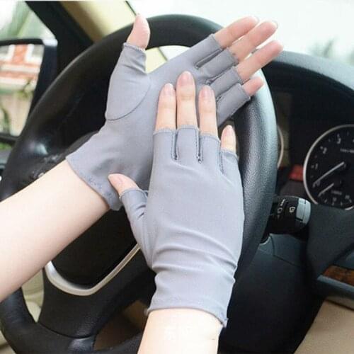 Fashion Half-finger Gloves Men Women High-end Sunscreen Cycling Ice Silk Thin Stretch Breathable Driving Fingerless Gloves