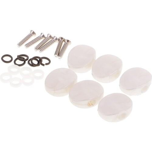 6 Pieces Pearl-white Color Plastic Acoustic Guitar Tuner Tuning Key Button Cap