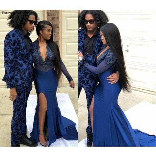 Mermaid Prom Dresses African Black Girls Long Sleeves Holidays Graduation Wear Evening Party Gowns Plus Size Custom Made