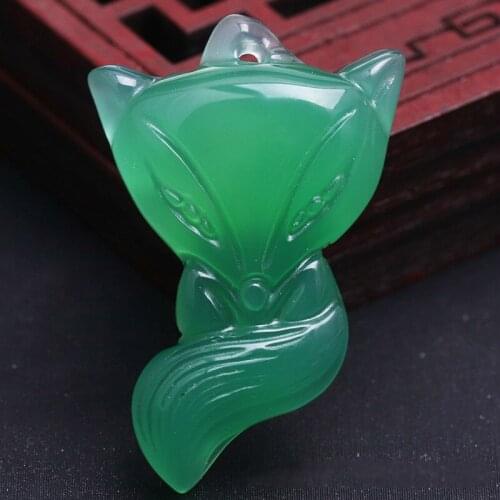 China Natural Jade Chalcedony Hand-carved Fox Jade Pendant Fashion Boutique Jewelry Necklace Gift Accessories