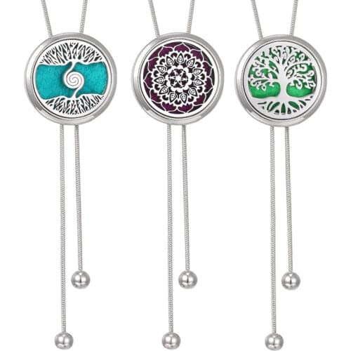 Adjustable Snake Chain Aromatherapy Essential Oil Diffuser Necklace Stainless Steel Locket Sweater Chain Long Perfume Necklace