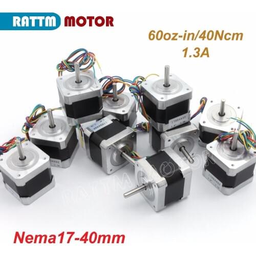10PCS Nema17 CNC Stepper Motor 40mm/ 60Oz-in/40Ncm / 4 lead wire stepping motor for 3D print Engraver Machine From RATTM MOTOR