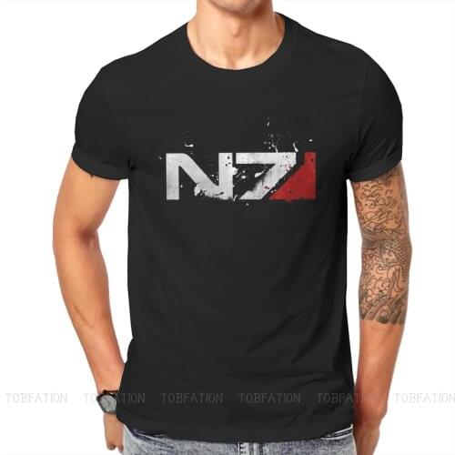 Distressed N7 Style TShirt Mass Effect Commander Shepard Asari Game Top Quality Creative Graphic T Shirt Stuff Hot Sale