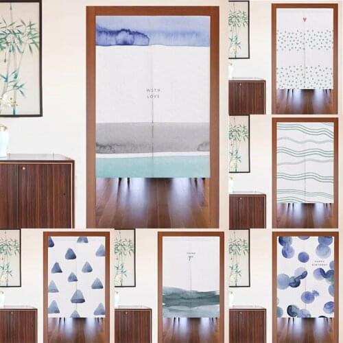 Modern Simple Landscape Bedroom Door Curtain Cotton Linen Partition Curtain Shower Half Panel Curtain Home Decor