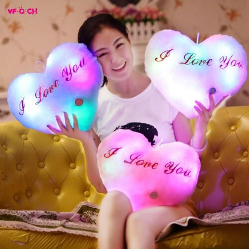 36CM*30CM Illuminate Plush Heart Toys Soft Light Cushion Glow Pillow Stuffed Toy Love Gift for Children Birthday Girlfriend