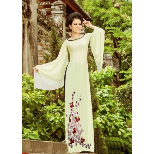 Aodai vietnam clothing cheongsam aodai vietnam dress vietnamese traditionally dress long sleeves cheongsam modern plus size