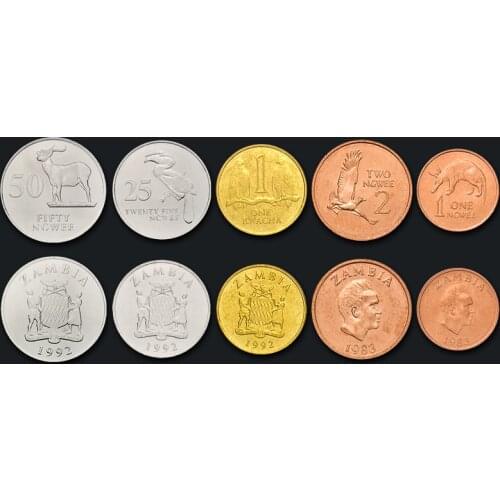 Zambia 5 Coin Set 100% Real Original Coins Genuine Issuing Collection Coins Unc