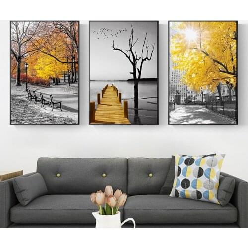 Yellow Landscape Canvas Paintings On The Wall Posters and Prints Wall Art Balloon Bridge Modern Pictures for Living Room Decor