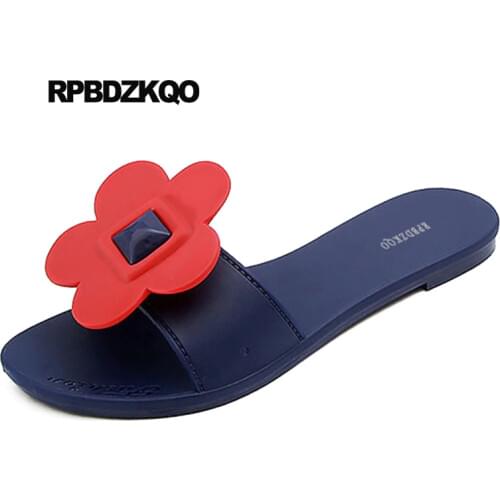Slides Slip On Jelly Kawaii Shoes Flower Designer Wide Fit Cute Blue Plastic Women Sandals Flat Summer 2018 Nude Rubber Slippers