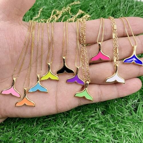 Korean Fashion Gift Women Jewelry Fish Dolphin Whales Tail Pendant Gold Plated Necklace