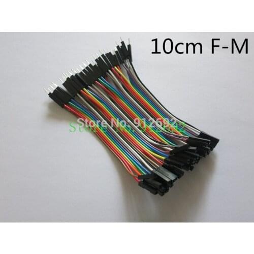1lot =40pcs 10cm 2.54mm 1pin 1p-1p female to male jumper wire Dupont cable for arduino
