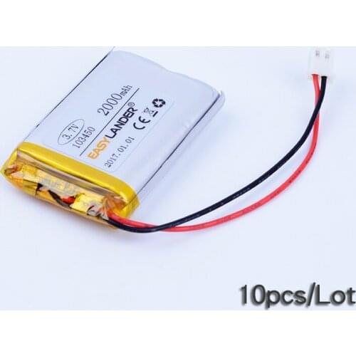10Pcs/Lot 3.7V 2000mAh Rechargeable li-Polymer Li-ion Battery For Mp3 MP4 MP5 GPS PSP mobile electronic part DIY Led 103450