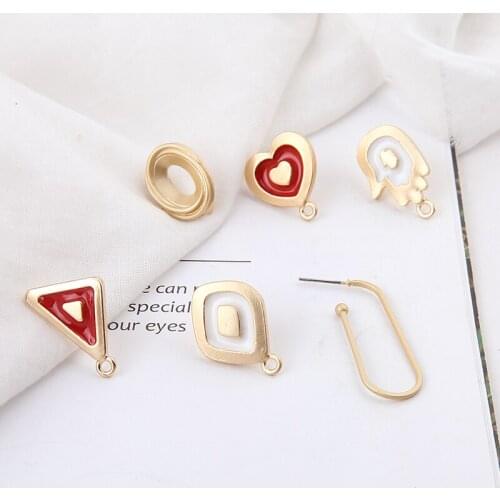 10pcs New Hot Sale Fashion Dripping Oil Palm Love Heart Horn Pendant Vintage Stud Earrings For Women Diy Jewelry Accessories