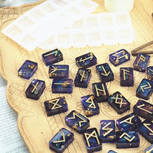 2Pcs DIY Rune Symbol Resin Molds Mirror Energy Sign Crystal Epoxy Silicone Mould