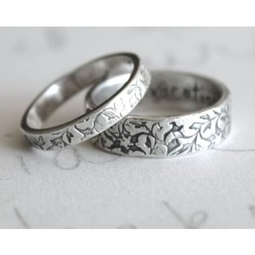 2pcs Retro 925 Pure Silver Engagement Wedding Anniversary Set Ring Size 6-10