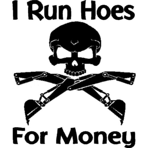 25.4CM*30.5CM Backhoe Operator Skull I Run Hoes Vinyl Car Decals Car Sticker Car Styling Acessories Black Sliver C8-1100