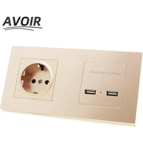 Atlectric DE EU RU ES Plug Socket Dual USB Charging Port Double Power Wall Socket Electrical Outlet Plastic Panel