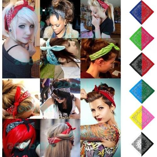 Bohemian Paisley Floral Double Color Block 50x50CM Unisex Cotton Pocket Square Scarf Headband Bandana Hip-Hop Wristband Neck Tie