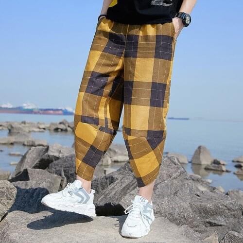 Calf-Length Cotton Pants Men Joggers Men Pants Striped Loose Streetwear Harem Pants Men Trousers 5XL Hip Hop 2021 Spring Autumn