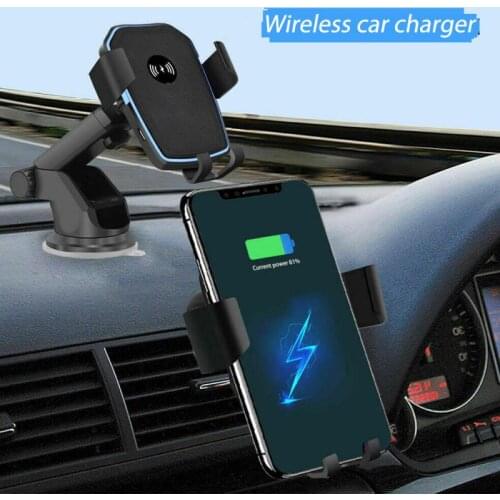 10W Fast Car Qi Wireless Charger For IPhone 11 Samsung Xiaomi Automatic Induction Car Suction Cup + Air Vent Mount Phone Holder