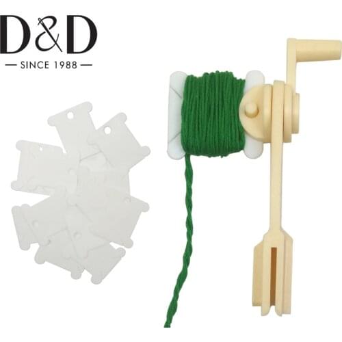 D&D 1pc String Winder and 30pcs Thread Card Embroidery Plastic Thread Bobbins Floss for Storage Holder Winding Stitch Wound