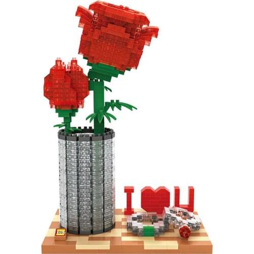 Diamond Blocks Bricks Toys Building Assembly Toy Crystal Rose And Tulip Valentines Day Mothers Day Gifts Creator Flowers