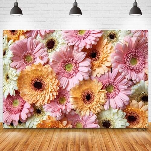 Birthday Party Backdrop Wedding Photocall Pink White Flower Floral Photography Background For Photo Studio Baby Photophone Prop