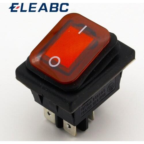 1pc Red Waterproof Latching Rocker Toggle Switch IP55 4Pin 2Position AC250V/16A LED illuminated Hot Sale Low Price