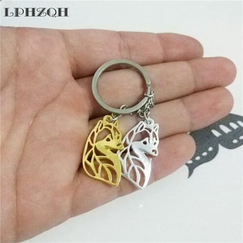 LPHZQH Fashion Trendy Jewelery Puppy Dog Car Key Chain Siberian Husky Women Bag Charm Pendant Accessories Gift Keyring Steampunk