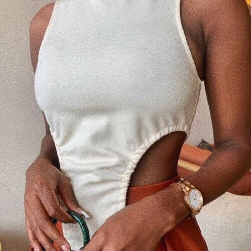 Summer Stylish Irregular Hem Tank Tops Female Daily Sleeveless Solid Color Half High Neck Slim Strap Base Vest for Shopping