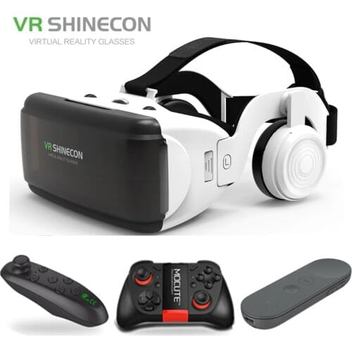 VR SHINECON BOX 5/6 Mini VR Glasses 3D Glasses Virtual Reality Glasses VR Headset with earphone For Google cardboard Smartp