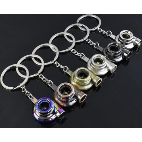 Mini Turbo Turbocharger Keychain Spinning Turbine Key Chain Ring Keyring Keyfob Car Keyring Car Interior Accessories