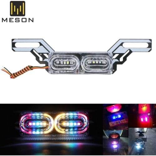 Motorcycle DRL Strobe brake Lamp LED Flash Stop Light flow RGB colorful LED License Plate tai police warning day light
