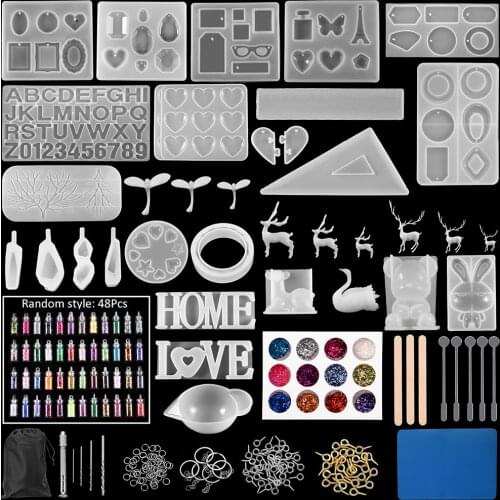 20 Styles Jewelry Epoxy Resin Molds Kit Silicone Mold UV Casting Tools Resin Jewelry Casting Molds for DIY Crafts Jewelry Making