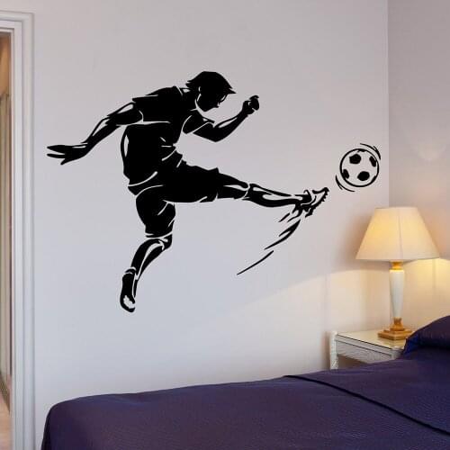 Football player Wall Decal Soccer Kick Football Ball Sport Decor Vinyl Interior Wall Stickers Home Bedroom Decor Decals X996