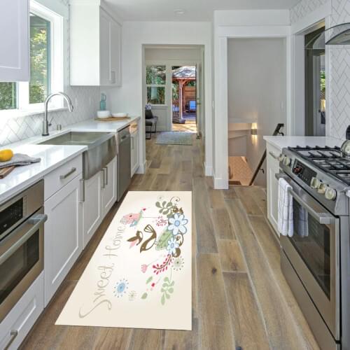 Anti-Slip Flower Floor Mat Kitchen Carpet Polyester Doormat Kitchen Mat Carpet For Living Room Wrinkle-Resistant Kitchen Rug