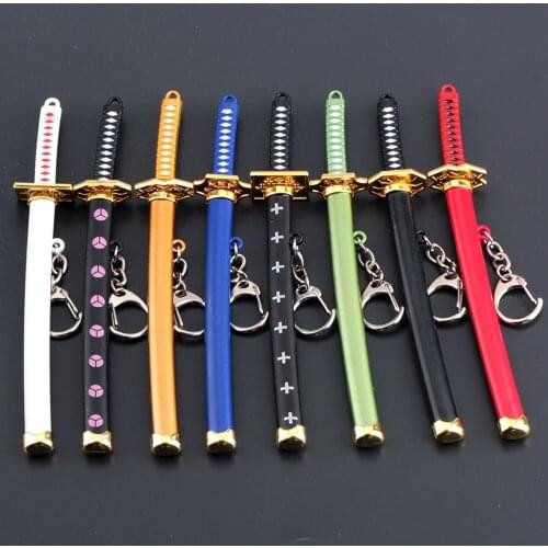 New 8 Styles Roronoa Zoro Sword Keychain Key Ring Buckle Toolholder Scabbard Katana Sabre Car Keyrings Gift Keyring Key Chains