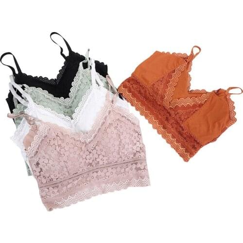 New Women Lace Bras Top Comfortable Bralette Solid Color Beauty Back Underwear Sexy Vest Female Add pad Wireless Bra Lingerie