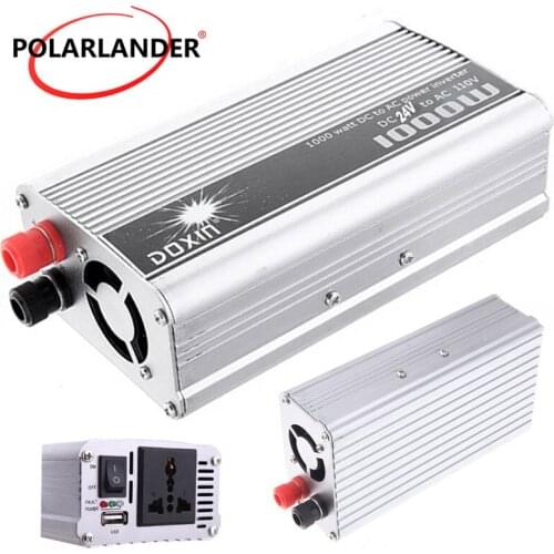 New Portable 1000W Car Power Inverter DC 24V to AC 110V Charger Converter Transformer With Cigaratte Plug Cable