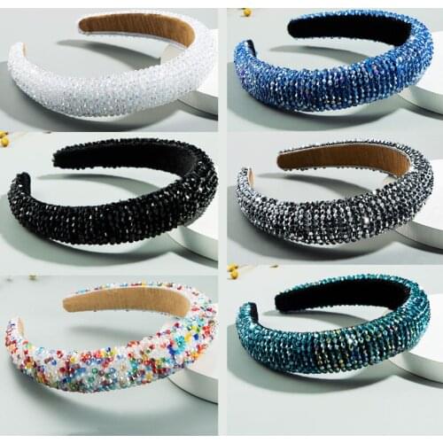Fashion New Padded Beads Hair Headbands For Women Crystal Hairbands Multiple Colorful Head Hoop Headwear Accessories Gifts