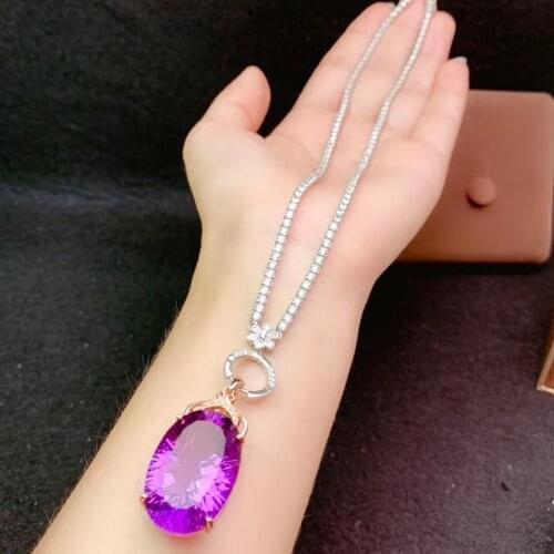100% Natural And Real Amethys Necklace 925 Sterling Silver Amethys Pendant Birtday Jewelry Wholesale