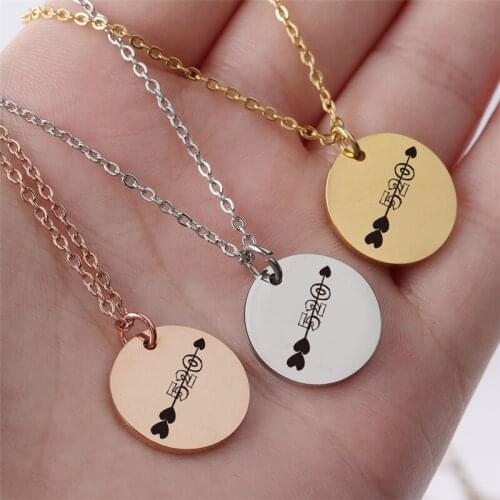 Stainless Steel 520 I Love You Necklace One Arrow Pierced Heart Pendant Necklace for Women Design Gift Fashion Jewelry