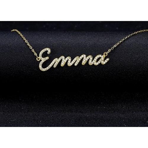 Any Personalized Name Necklace Iced Out Zirconia Necklaces Gold Color Stainless Steel Custom Name Necklace Fashion Jewlery