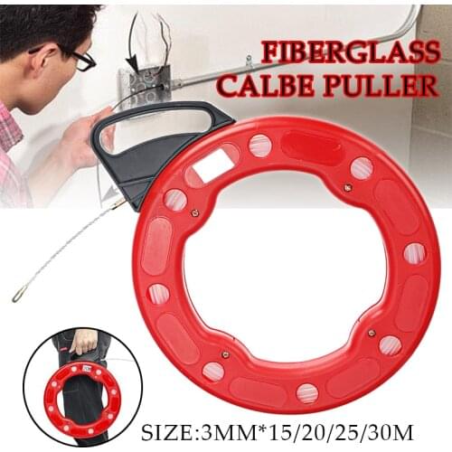 15-30 Meter Fiberglass Professional Cable Puller Flexible Glider Swivel Fish Tape Portable Reel Conduit Duct Wire Pulling Tool