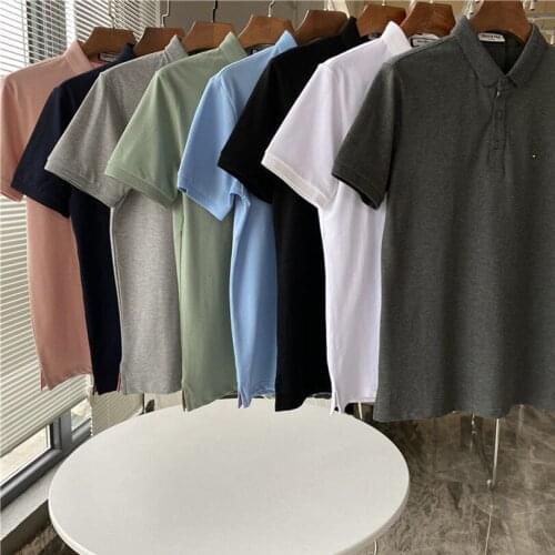 High quality summer new style mercerized mesh beaded cotton commuter men and women business POLO shirt lapel male