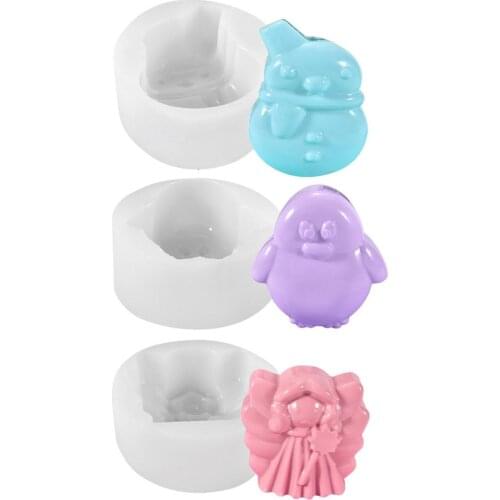 DIY Snowman Penguin Angel Cake Handmade Candle Silicone Moulde Non-sticky Candles Making Supplie Tool Home Perfect Decoration