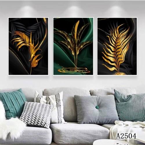 Nordic Modern Minimalist Light Luxury Atmosphere Golden Leaf Poster Living Room Sofa Home Background Wall Decoration Painting
